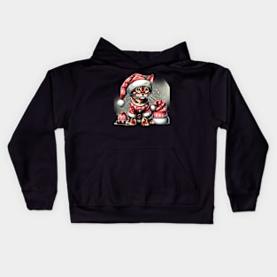 Bengal Cat Santa Claus Christmas Kids Hoodie